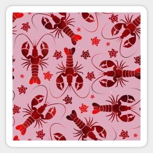 lobster love red on pink Sticker